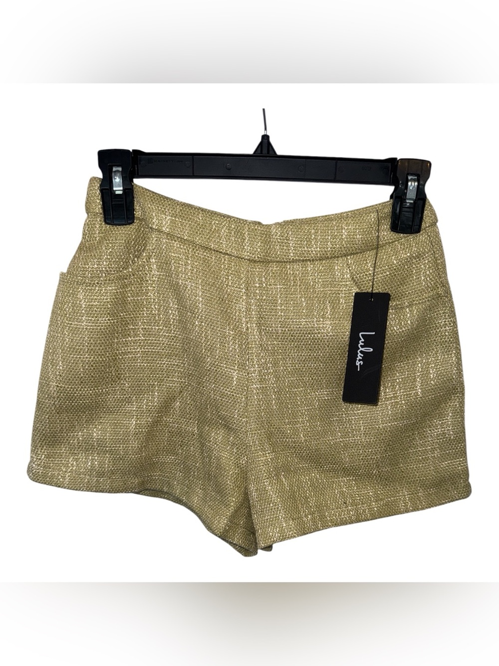 Lulu's Metallic Gold High-Waist Tweed Shorts